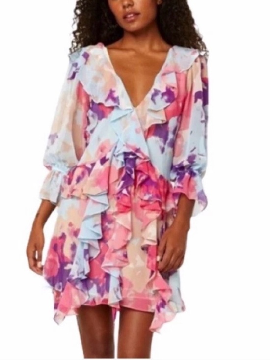 Misa Los Angeles Dresses & Skirts - Misa Los Angeles Multicolor Ruffle Floral Mini Dress Sz: Sm 🌟EXCELLENT CONDITION